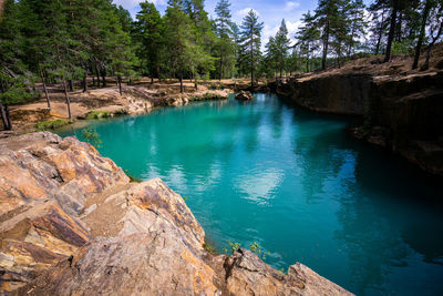 Scenic view of rock formation amidst trees