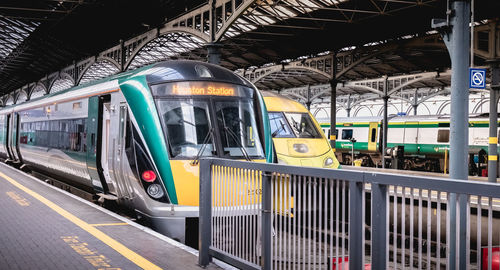 Train on railroad station platform