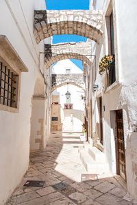 Beautiful alley with arches in historical little town in south italy 