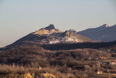 Scenic view of mountains against clear sky