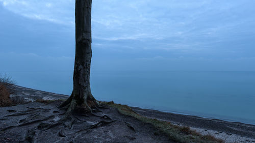 Scenic view of sea against blue sky