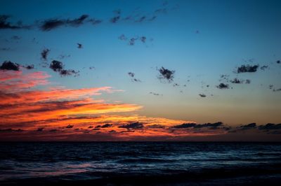 Scenic view of sea at sunset