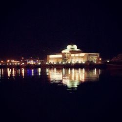 Illuminated buildings at night