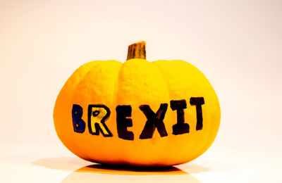 Close-up of pumpkin against white background