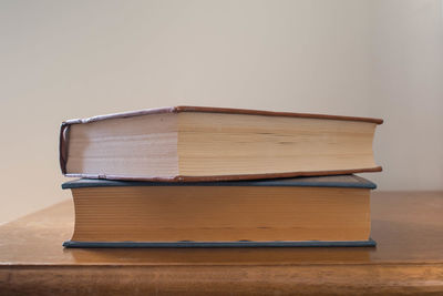Stack of books on table