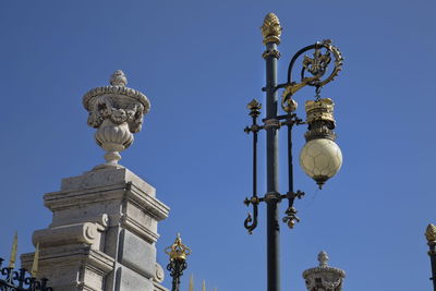 Low angle view of street light against clear sky