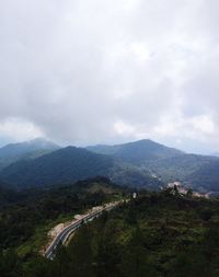 Scenic view of landscape against cloudy sky