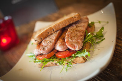 Close-up of served food