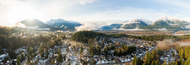 Panoramic shot of snowcapped mountains against sky