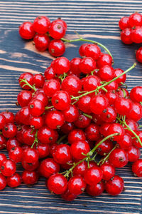 High angle view of cherries on table