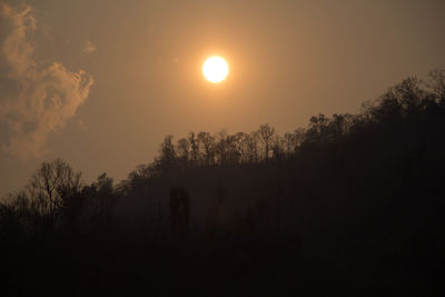 Silhouette trees against sky during sunset