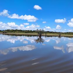 Scenic view of lake against sky