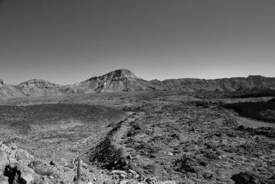 Scenic view of mountains against clear sky