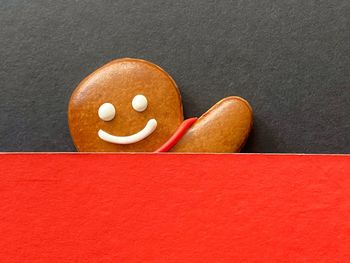 High angle view of cookies on table