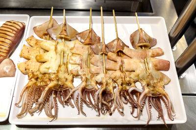 High angle view of food on table