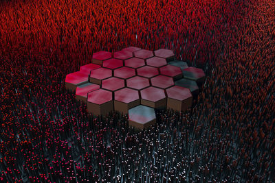 High angle view of heart shape on table