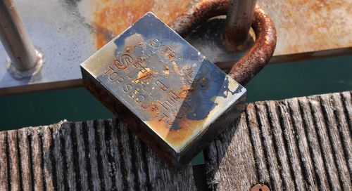 Close-up of rusty padlock