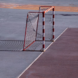 High angle view of basketball court