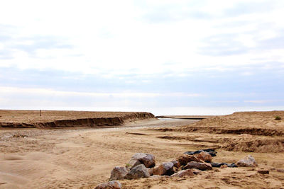 Scenic view of beach against sky