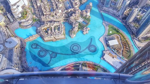 High angle view of swimming pool in building