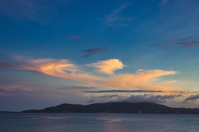 Scenic view of sea against sky at sunset