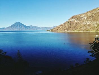 Scenic view of sea against blue sky