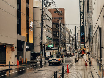 View of city street and buildings