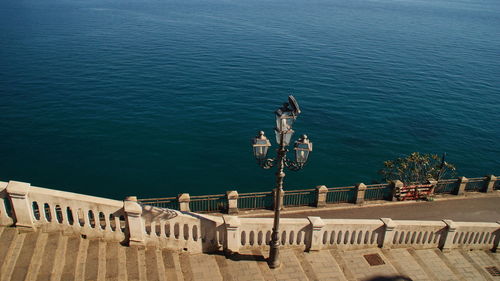 High angle view of calm blue sea