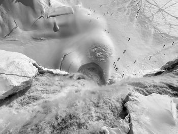 Aerial view of frozen water