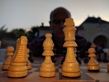 Close-up of chess pieces