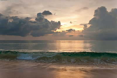 Scenic view of sea during sunset