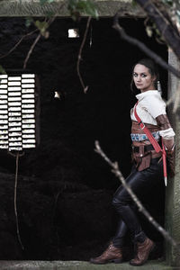 Portrait of woman standing outdoors