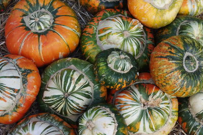 Full frame shot of pumpkins for sale