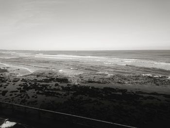 High angle view of beach against clear sky