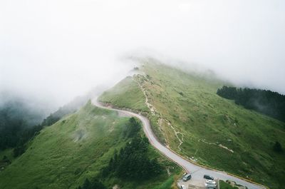 High angle view of mountain road against sky