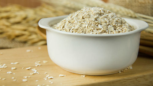 Close-up of breakfast on table