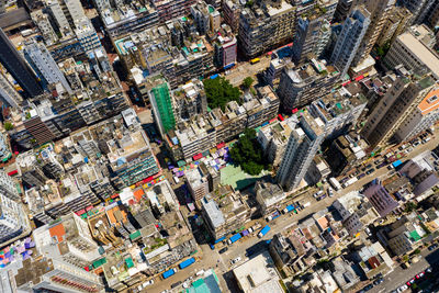 High angle view of city buildings