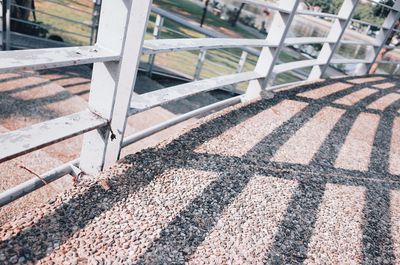 High angle view of railing on street