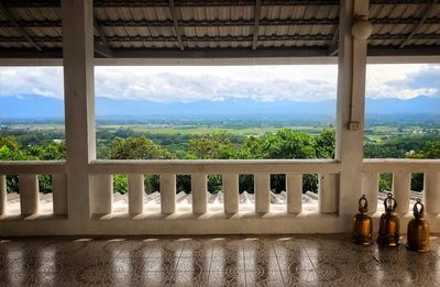 View of balcony through window