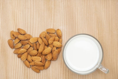 High angle view of breakfast on table