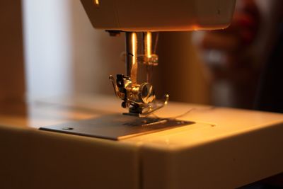 Close-up of sewing machine