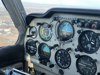Close-up of airplane seen through glass