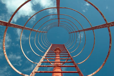 Low angle view of ladder against sky