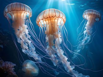 Close-up of jellyfish swimming in sea