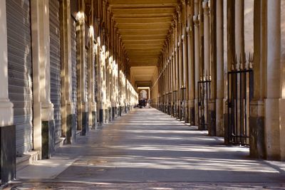 Rear view of corridor of building