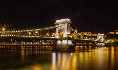 View of chain bridge at night