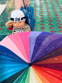 High angle view of child toy in swimming pool