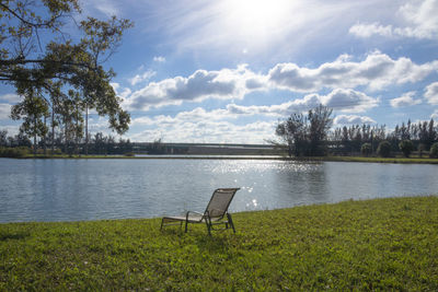 Scenic view of lake against sky