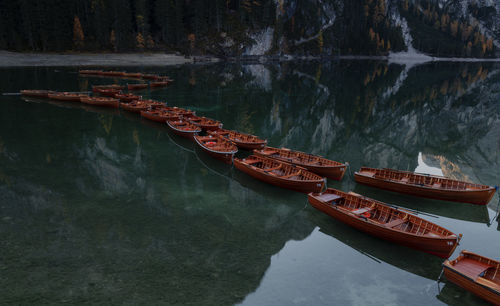 High angle view of boat in river