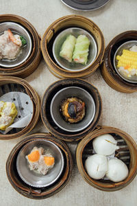 High angle view of food on table